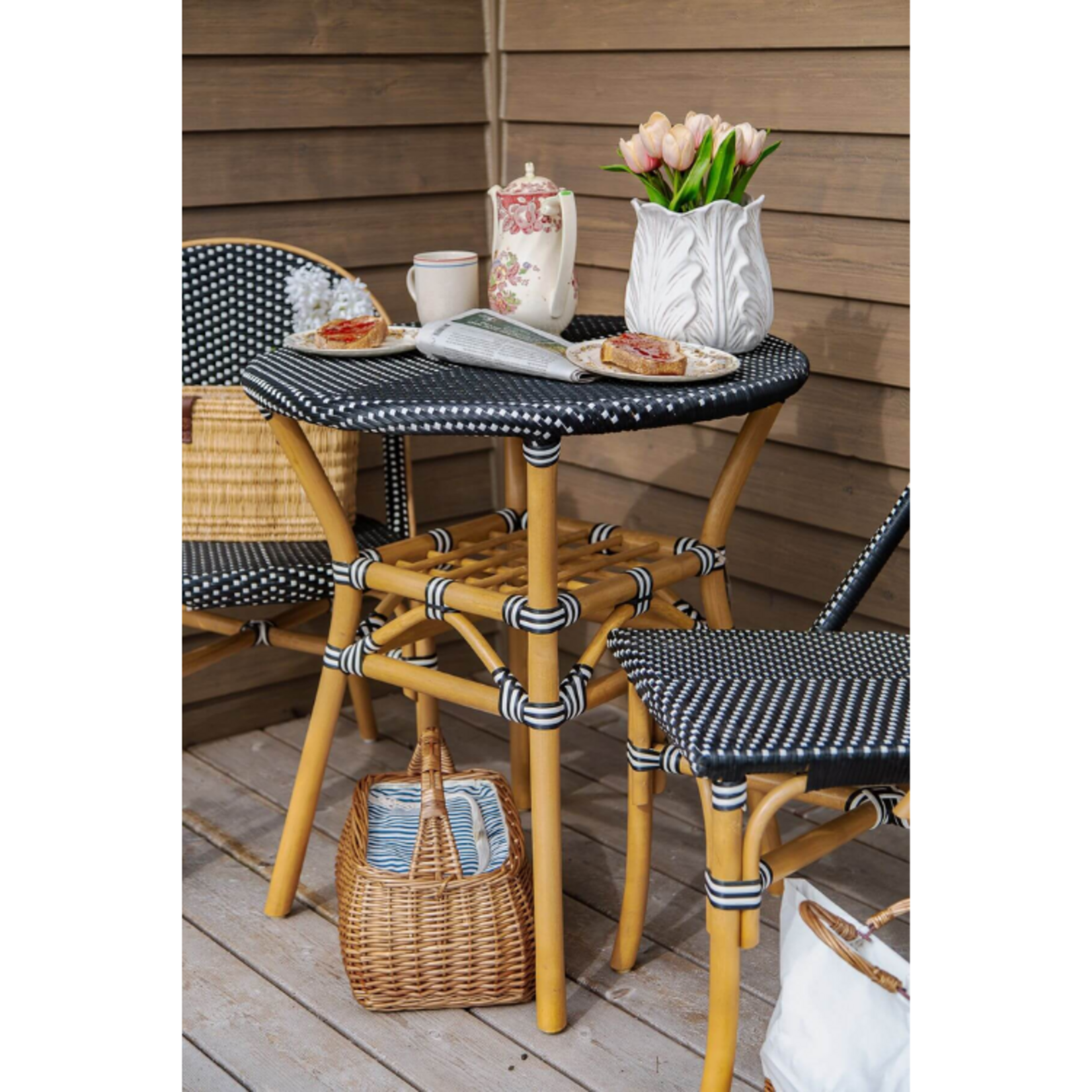 Bacon Basket Ware Black Bistro Set - One Table Two Chairs