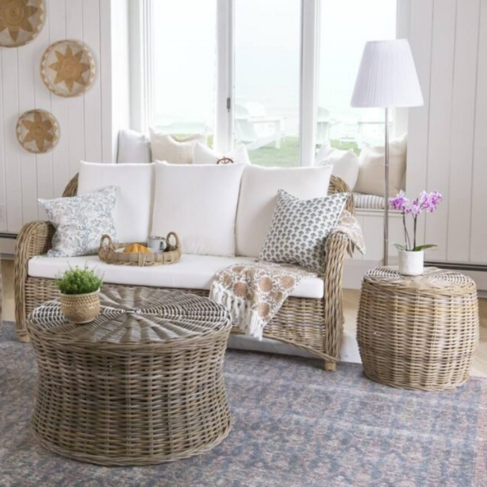 Bacon Basket Ware Kubu Rattan Ottoman Round