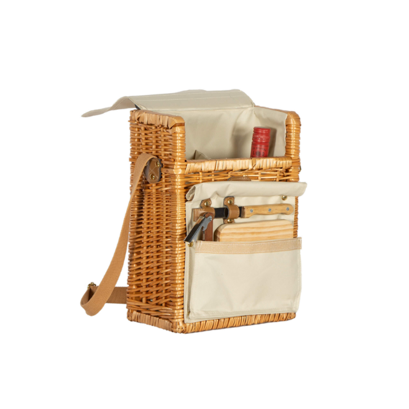 Willow 2 Wine Bottle Bag w/ Cheese Board Knife Corkscrew