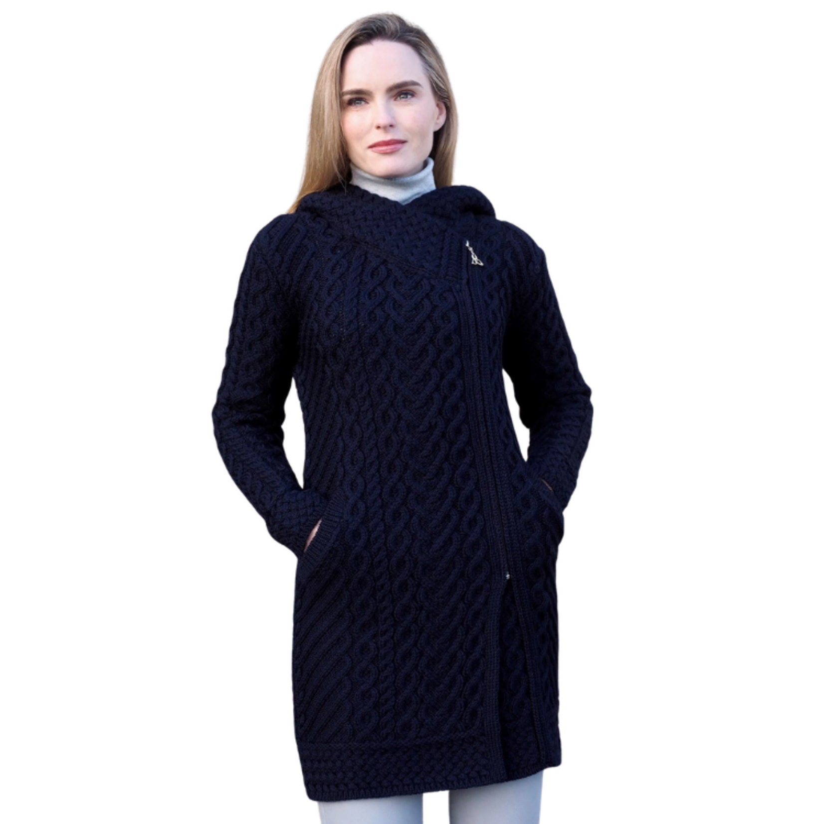 Aran Crafts - Heart Design Hooded Coat
