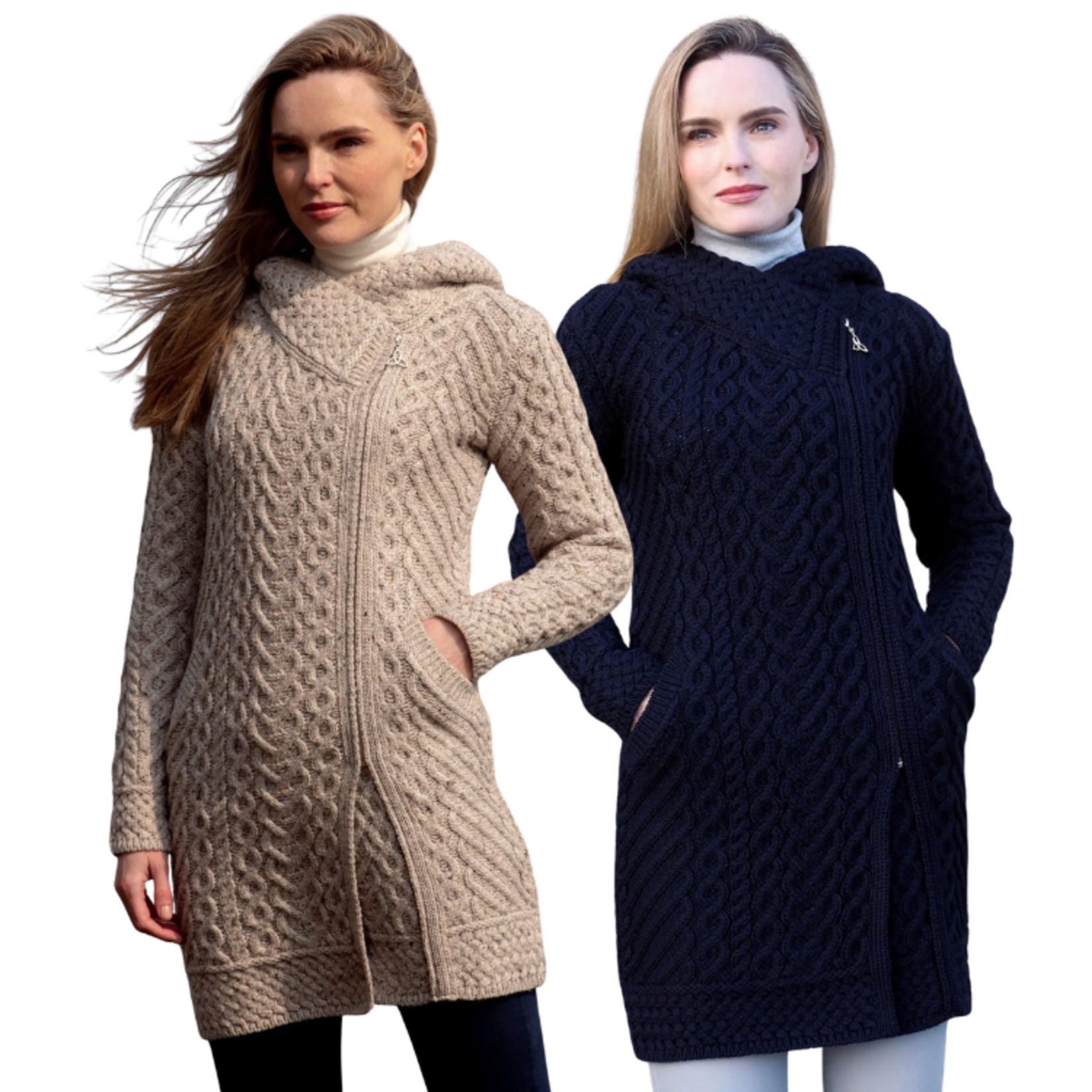 Aran Crafts - Heart Design Hooded Coat