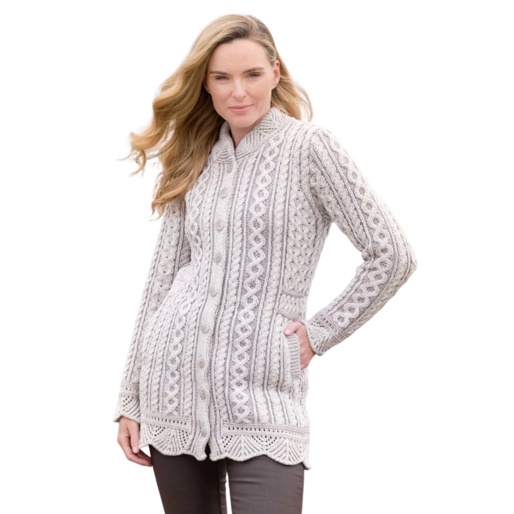 Aran Crafts - Scallop Plated Jacket