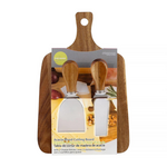 Acacia Wood Cutting Board w/ 2 Cheese Knives