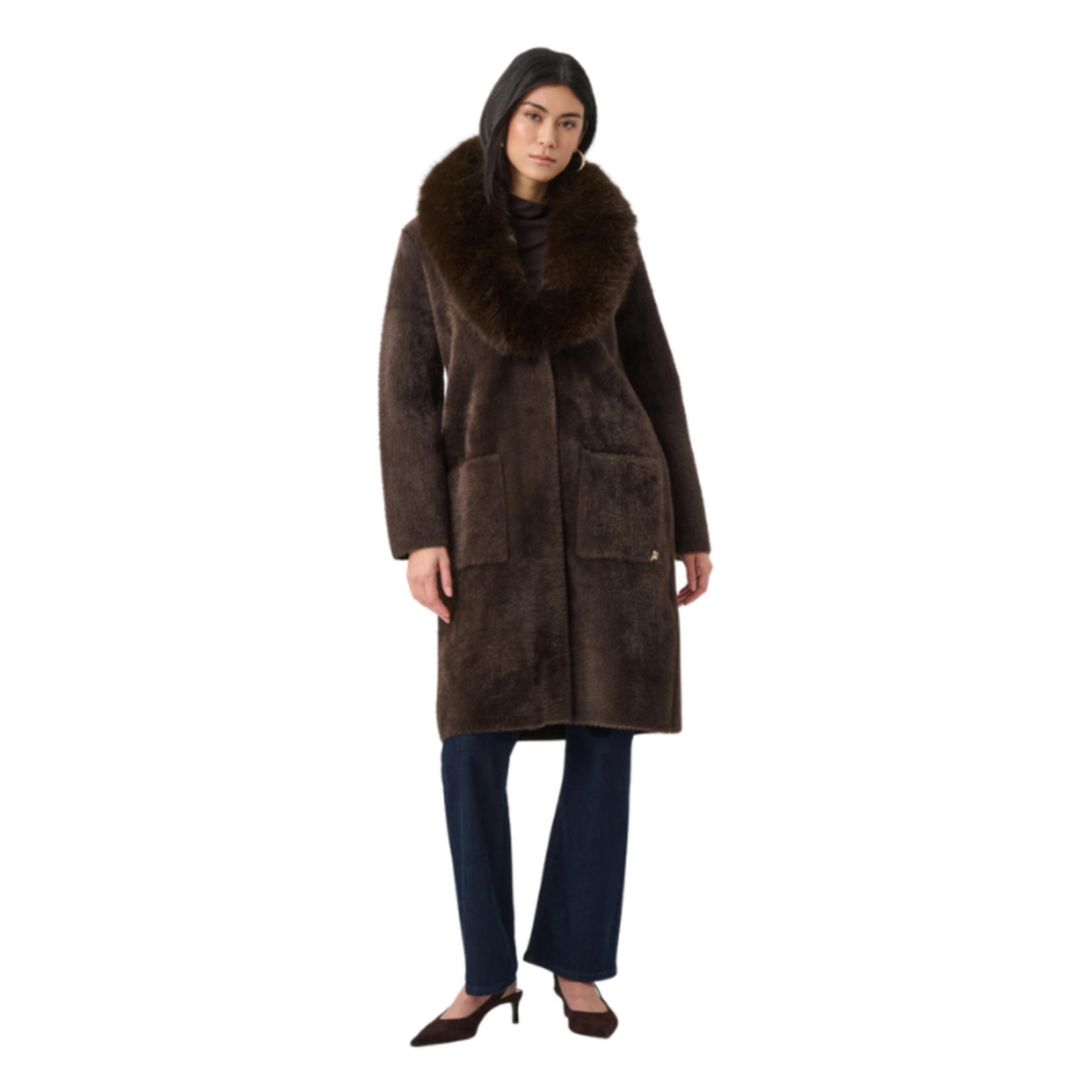 Joseph Ribkoff Joseph Ribkoff - Open Front Coat w/ Removable Fur Collar