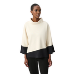Joseph Ribkoff Scuba Color-Block Cowl Neck Pullover