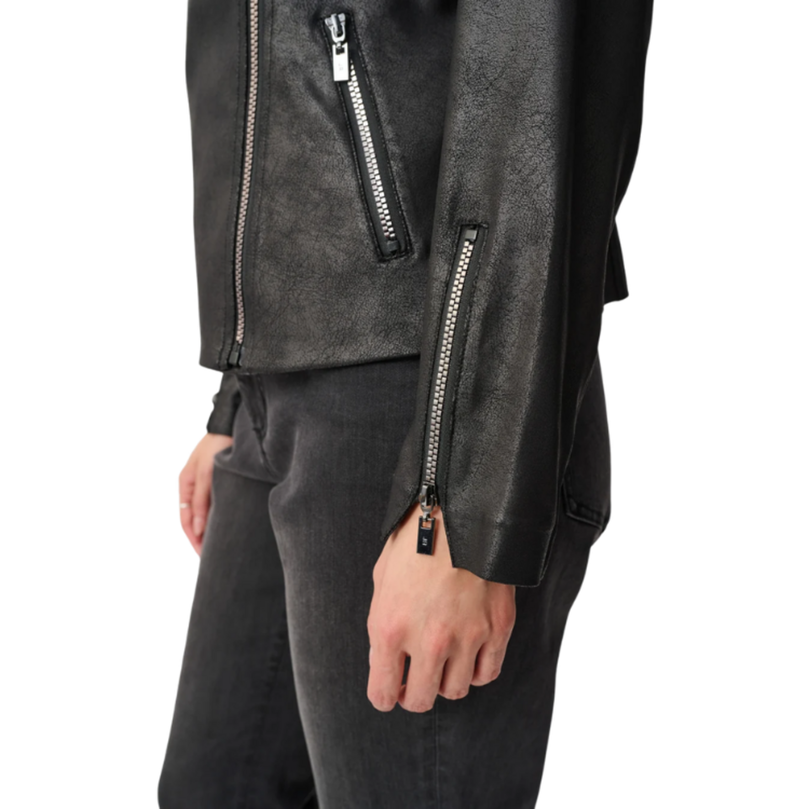 Joseph Ribkoff Joseph Ribkoff - Foiled Knit Fitted Biker Jacket