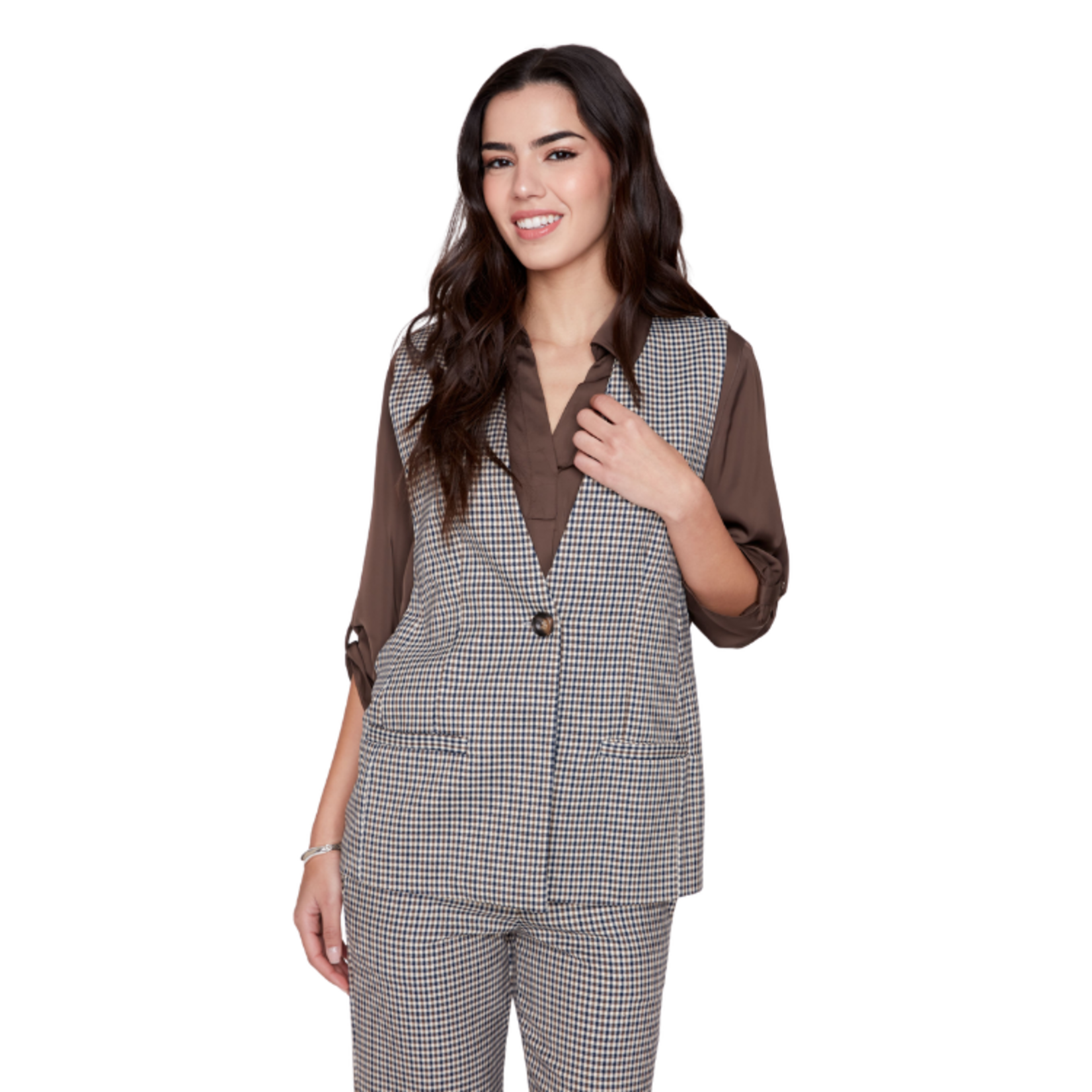 Renuar Renuar - Mini Houndstooth Longline Vest