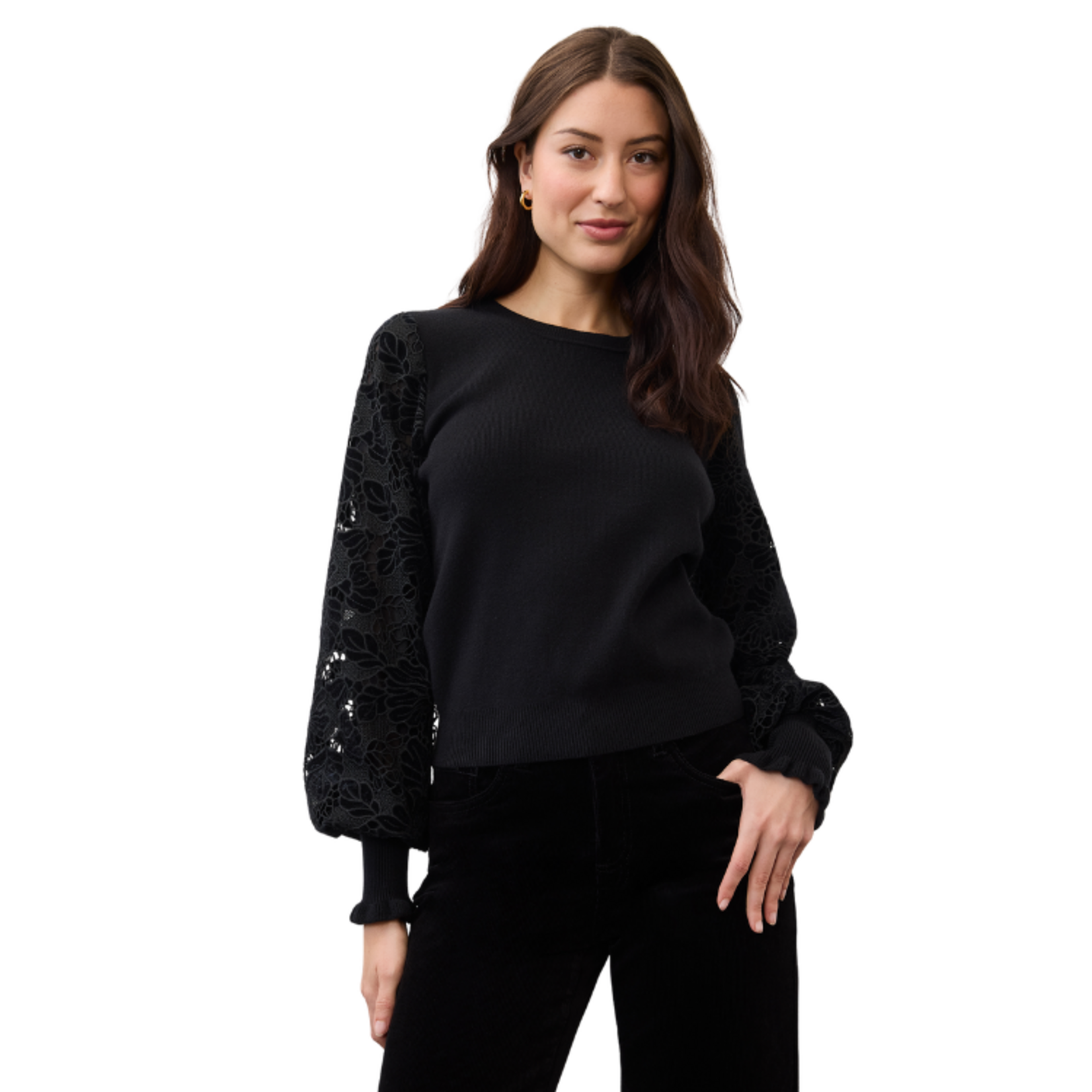 French Dressing French Dressing - Velvet Floral Cutout Sleeve Sweater
