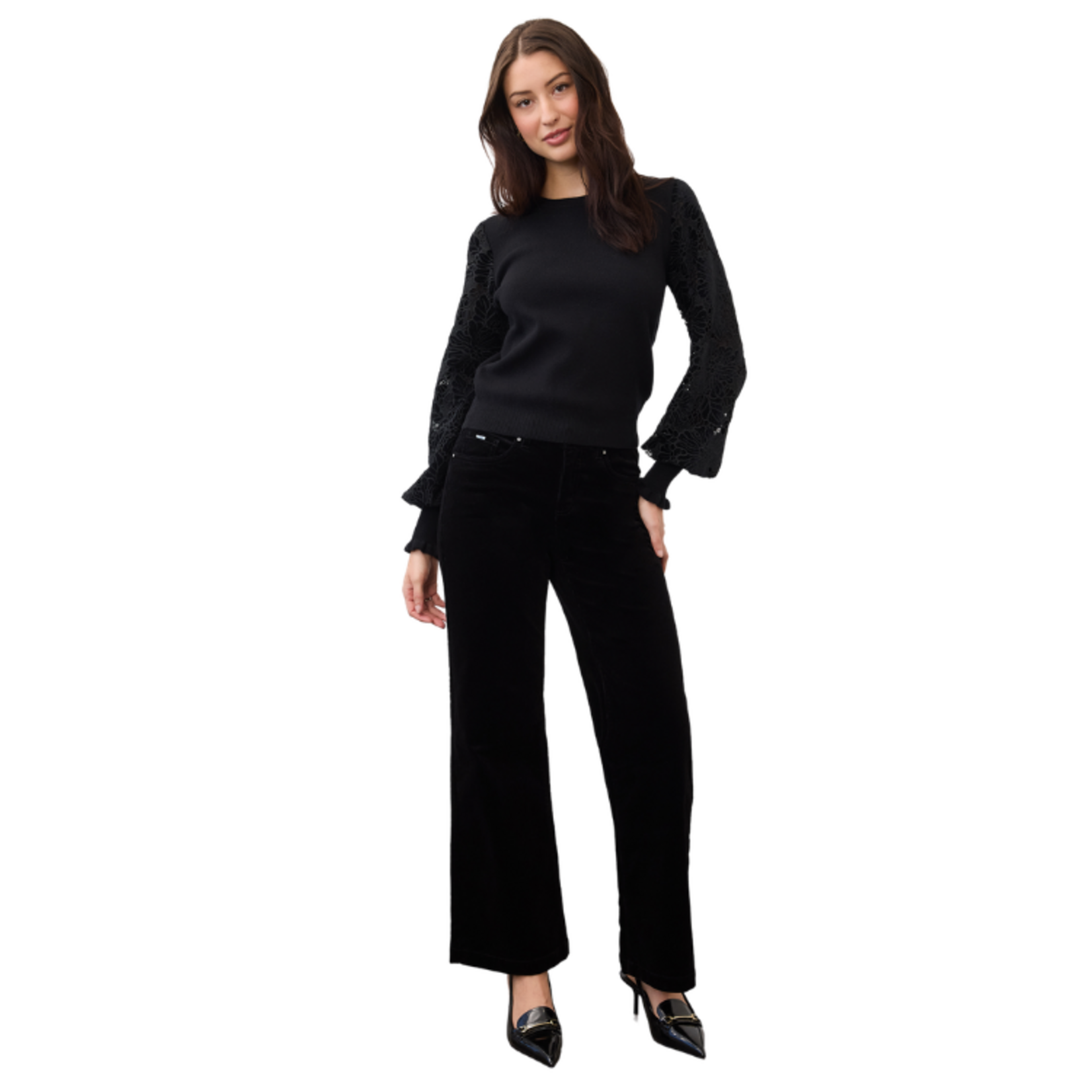 French Dressing French Dressing - Velvet Floral Cutout Sleeve Sweater