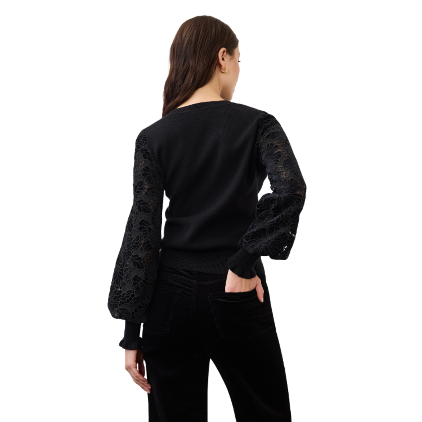 French Dressing French Dressing - Velvet Floral Cutout Sleeve Sweater