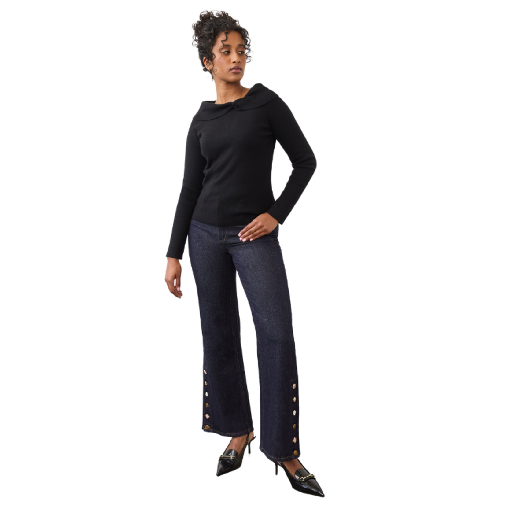 French Dressing French Dressing - Off-Shoulder Foldover Collar Sweater