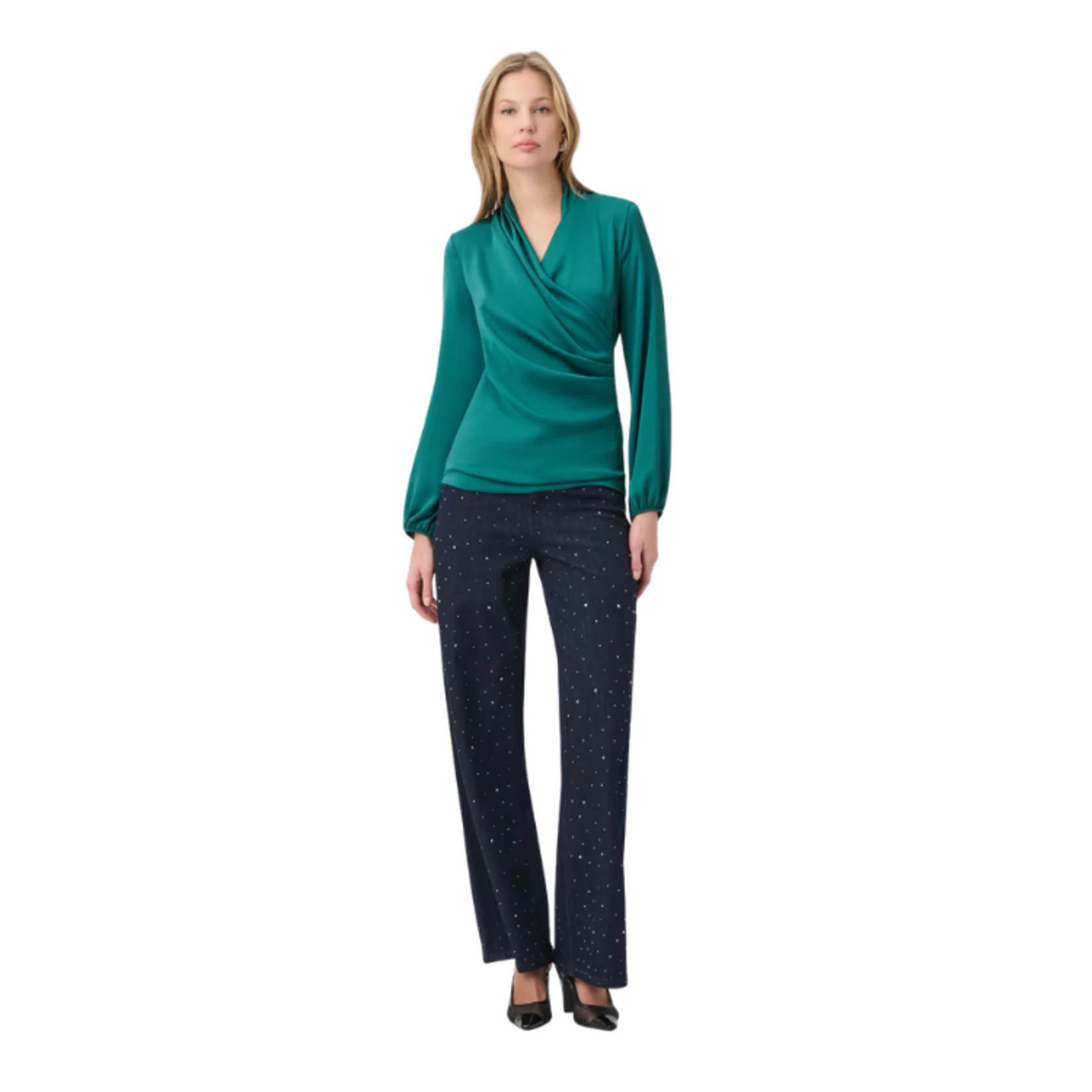 Joseph Ribkoff Joseph Ribkoff - Satin Faux-Wrap V-Neck Pullover