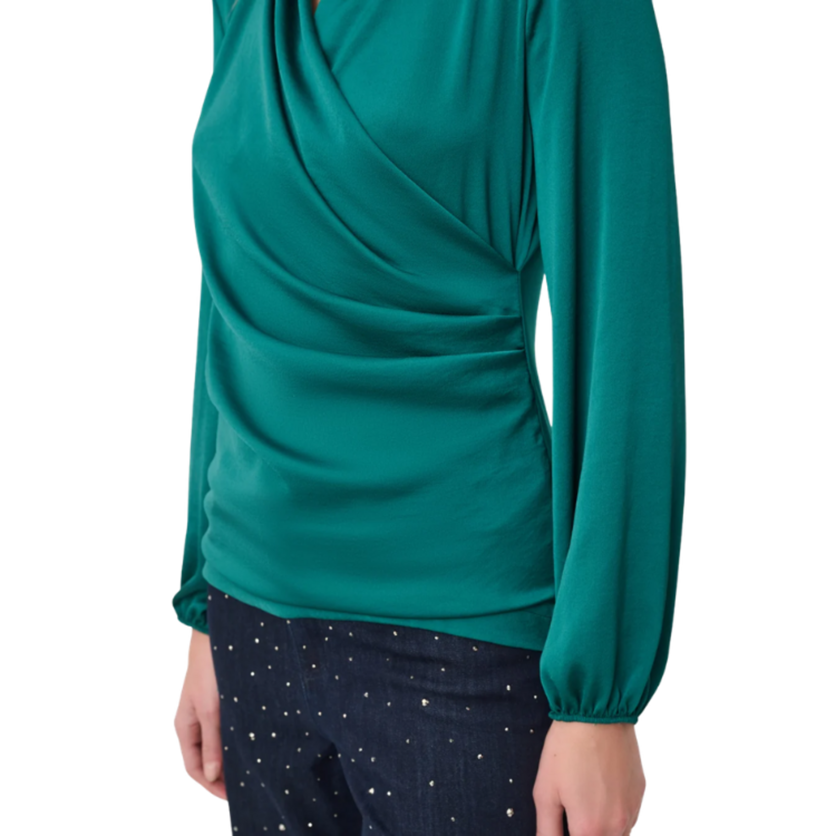 Joseph Ribkoff Joseph Ribkoff - Satin Faux-Wrap V-Neck Pullover