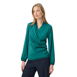 Joseph Ribkoff Satin Faux-Wrap V-Neck Pullover