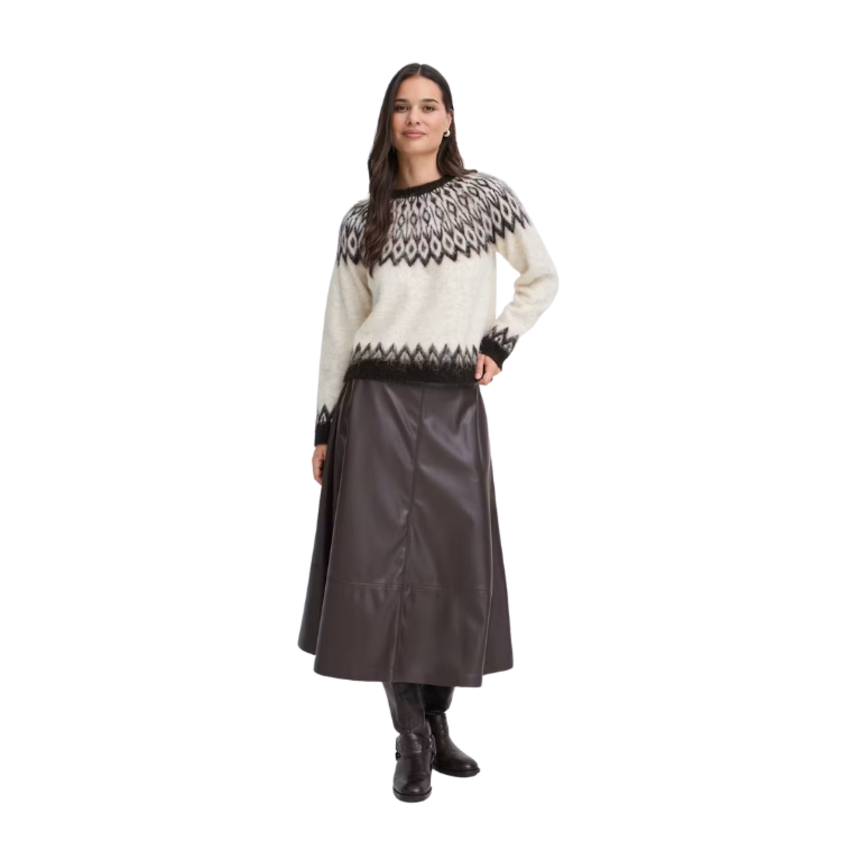 B.young - BYMILOU Fair Isle Patterned Yoke Knit Sweater