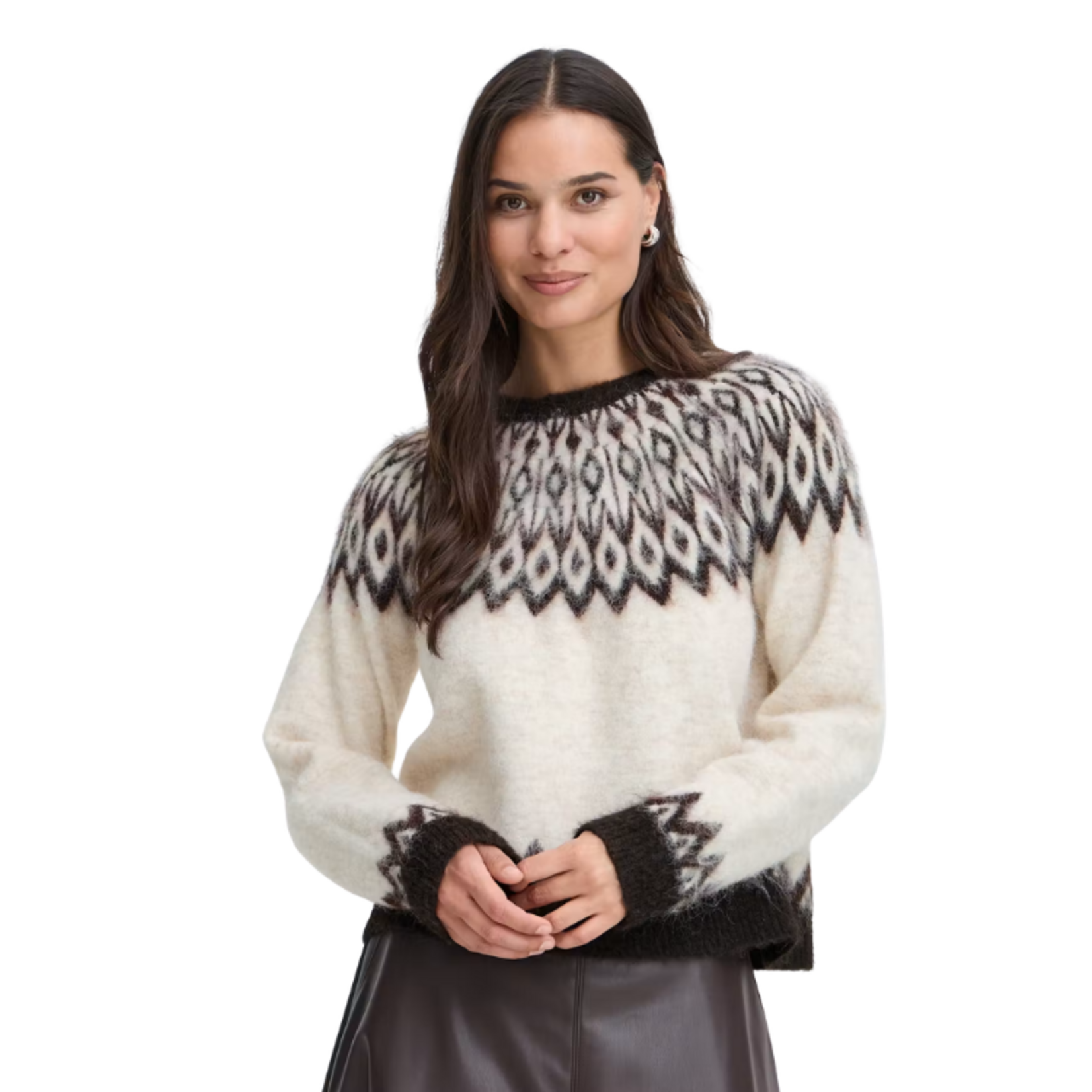 B.young - BYMILOU Fair Isle Patterned Yoke Knit Sweater
