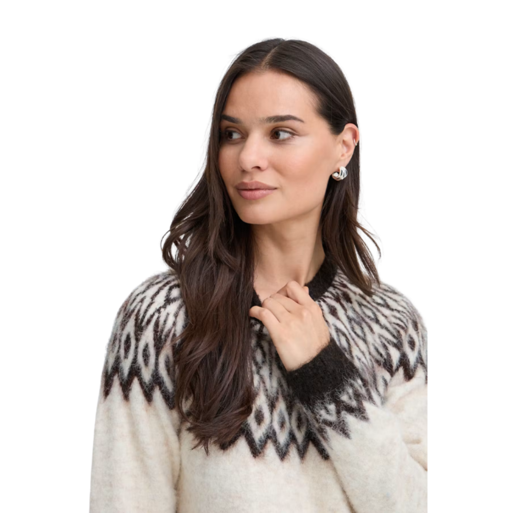 B.young - BYMILOU Fair Isle Patterned Yoke Knit Sweater