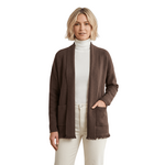 Long Sleeve Open Cardigan with Pockets and Frayed Hem Design