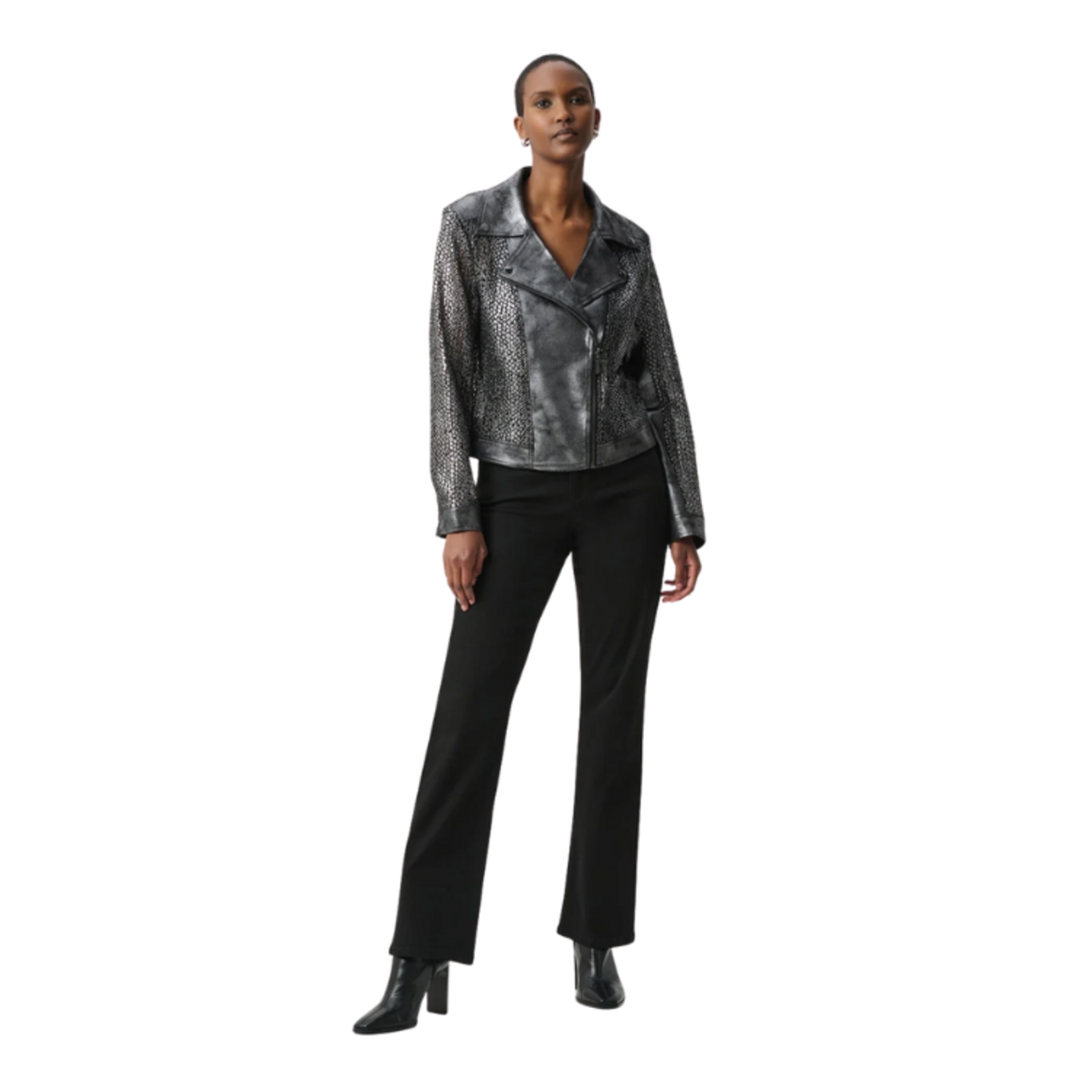 Joseph Ribkoff Joseph Ribkoff - Foiled Faux Suede Moto Jacket