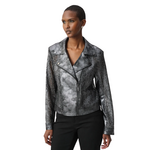 Joseph Ribkoff Foiled Faux Suede Moto Jacket