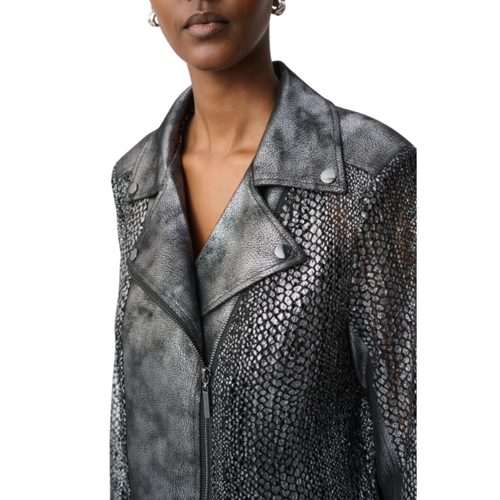 Joseph Ribkoff Joseph Ribkoff - Foiled Faux Suede Moto Jacket