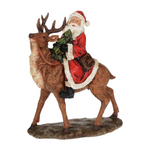 12" Classic Santa on Reindeer Figurine