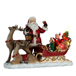 15" Santa w/ Reindeer, Kids, and LED Sleigh
