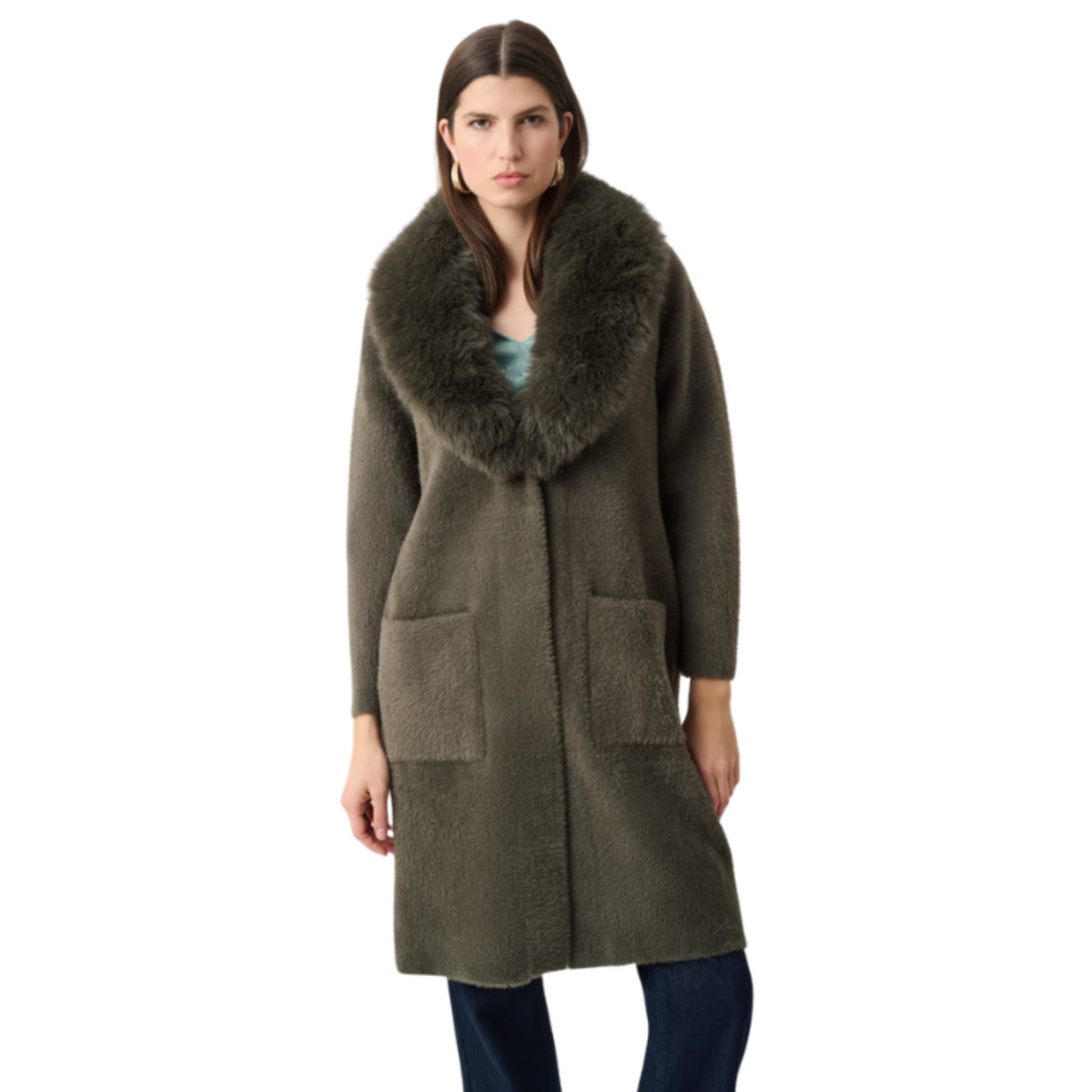 Joseph Ribkoff Joseph Ribkoff - Open Front Coat w/ Removable Fur Collar
