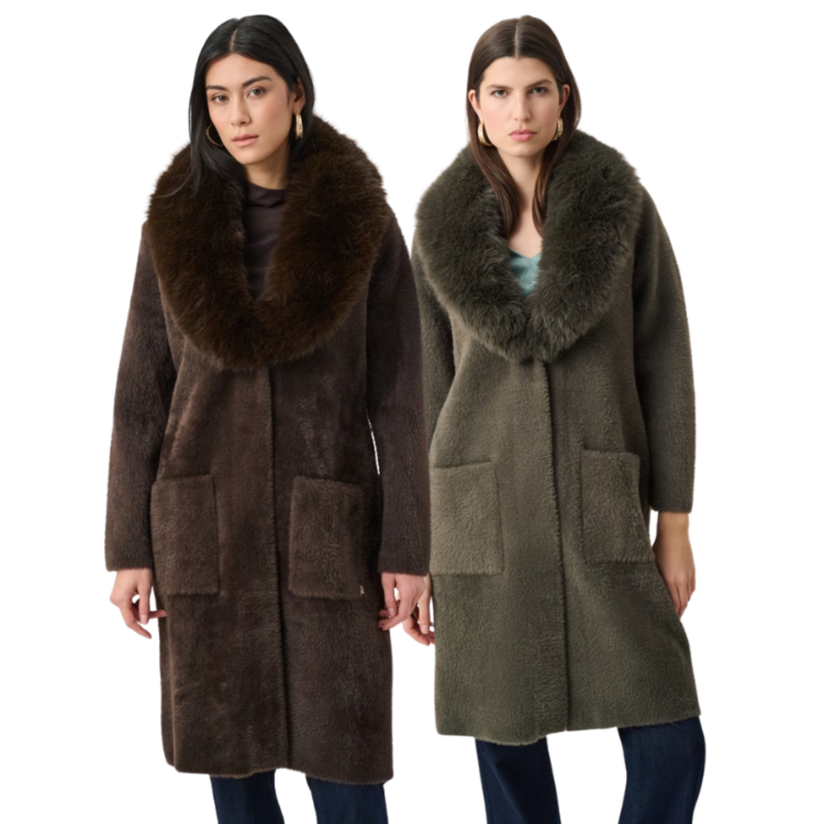 Joseph Ribkoff Joseph Ribkoff - Open Front Coat w/ Removable Fur Collar