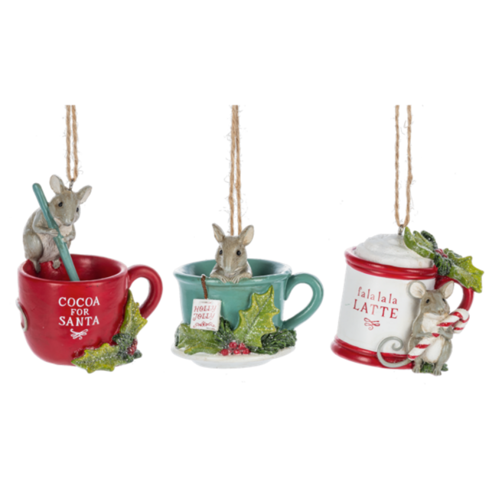 Holiday Mouse w/Teacup Ornaments