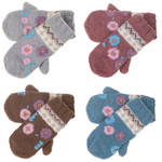 Knit Floral Mitten Pair