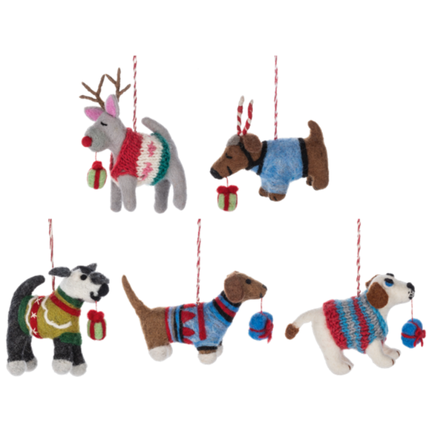 Assorted Handcrafted Holiday Dog Ornament