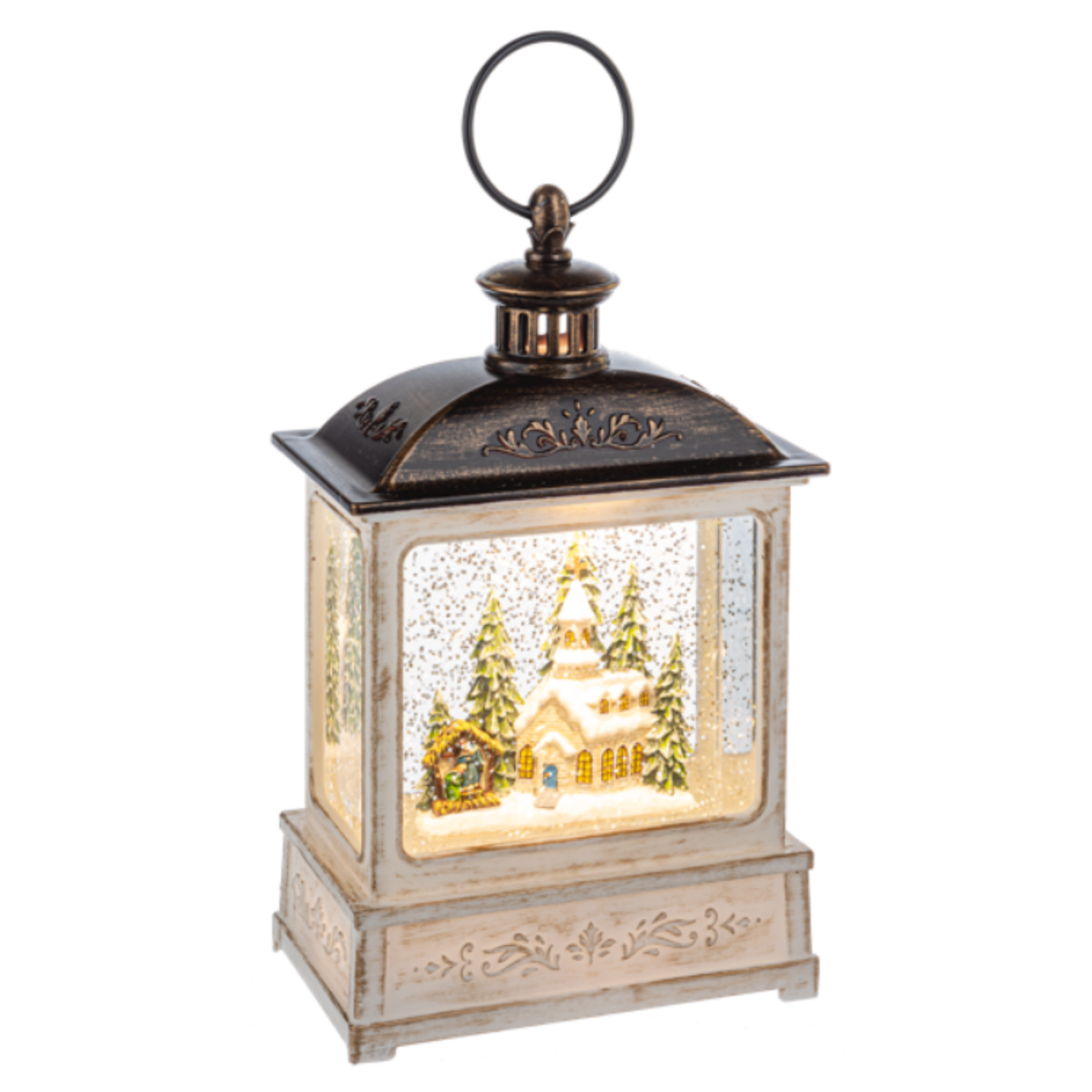 LED Light Up Shimmer Church Scene Lantern