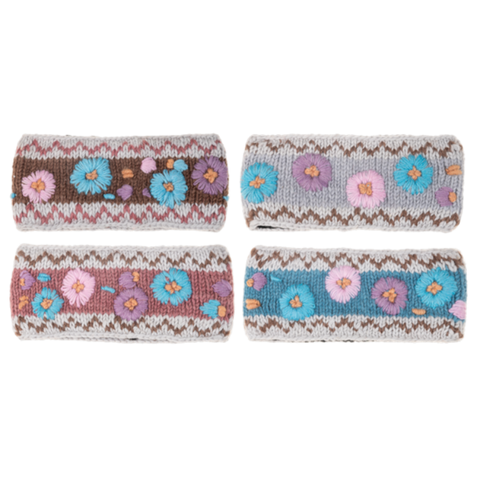 Knit Embroidered Floral Headband