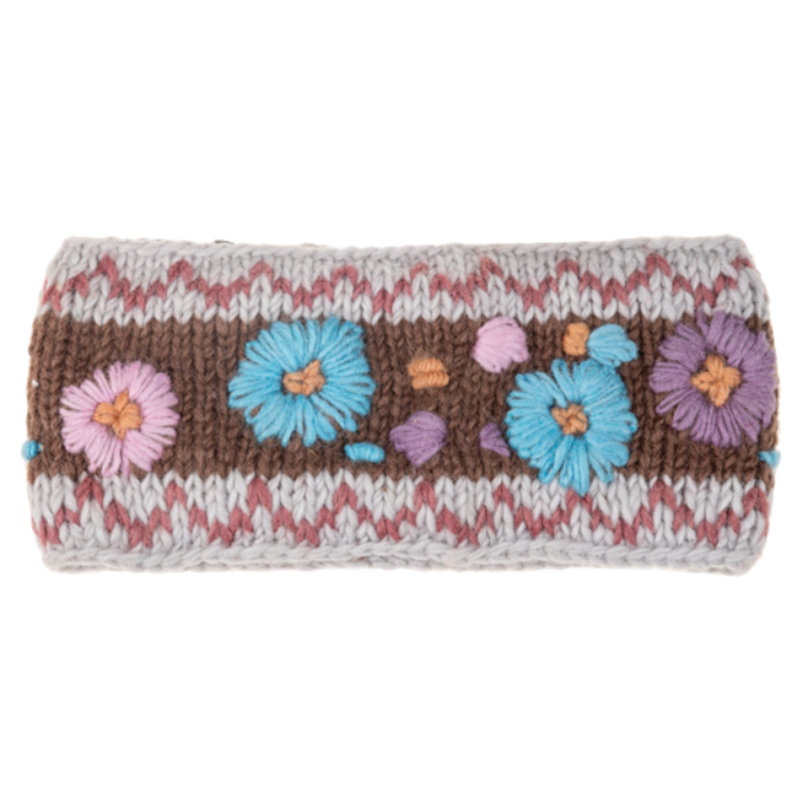 Knit Embroidered Floral Headband