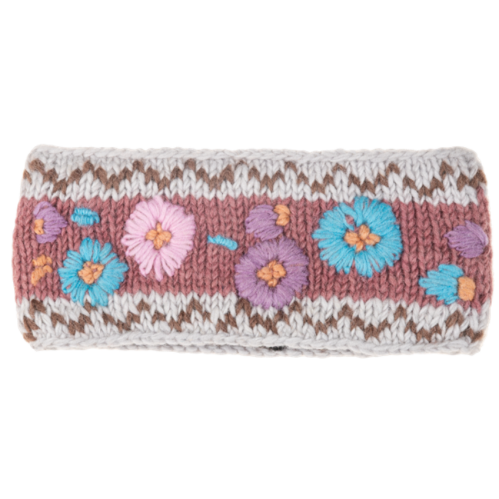 Knit Embroidered Floral Headband