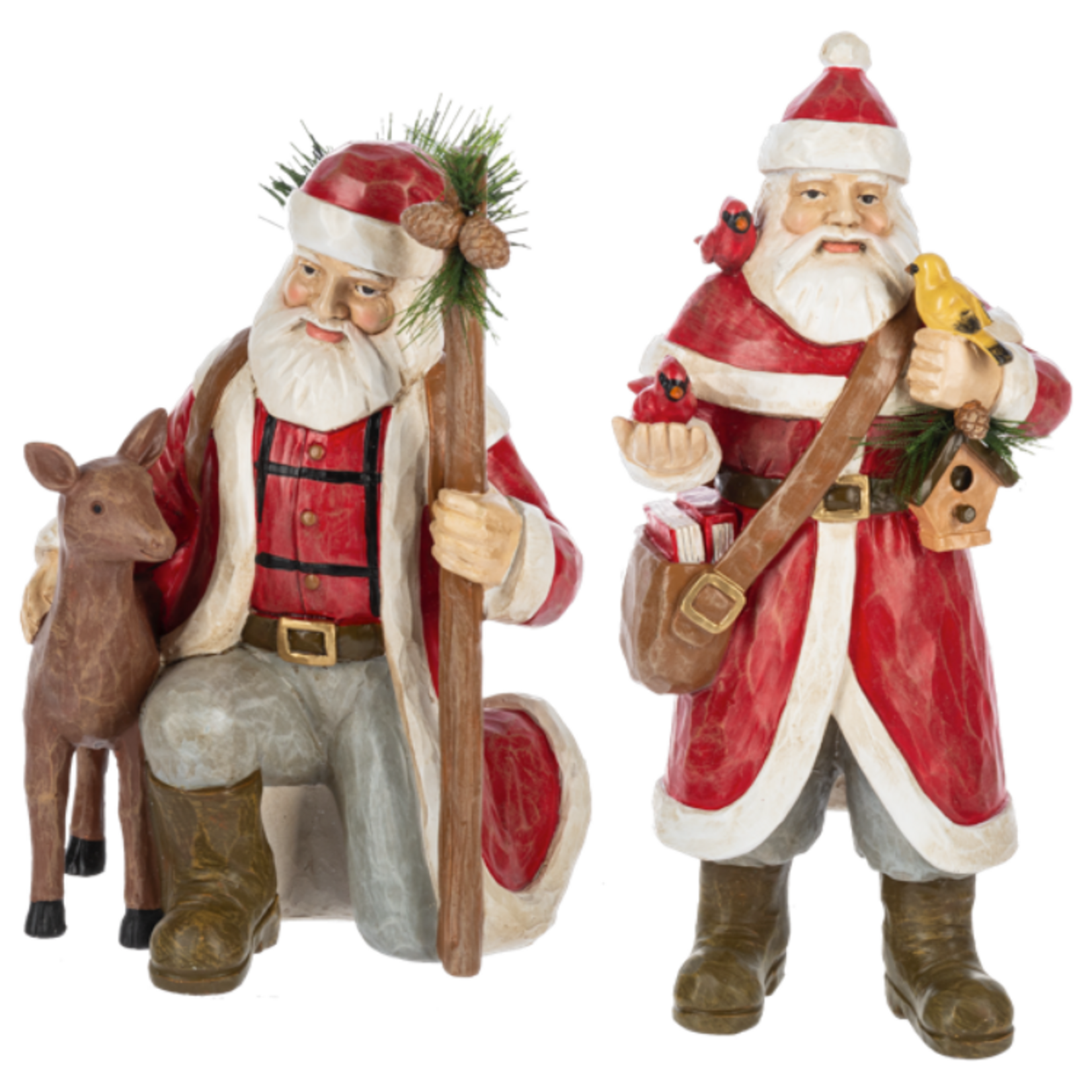 Carved Woodland Santa Figurine
