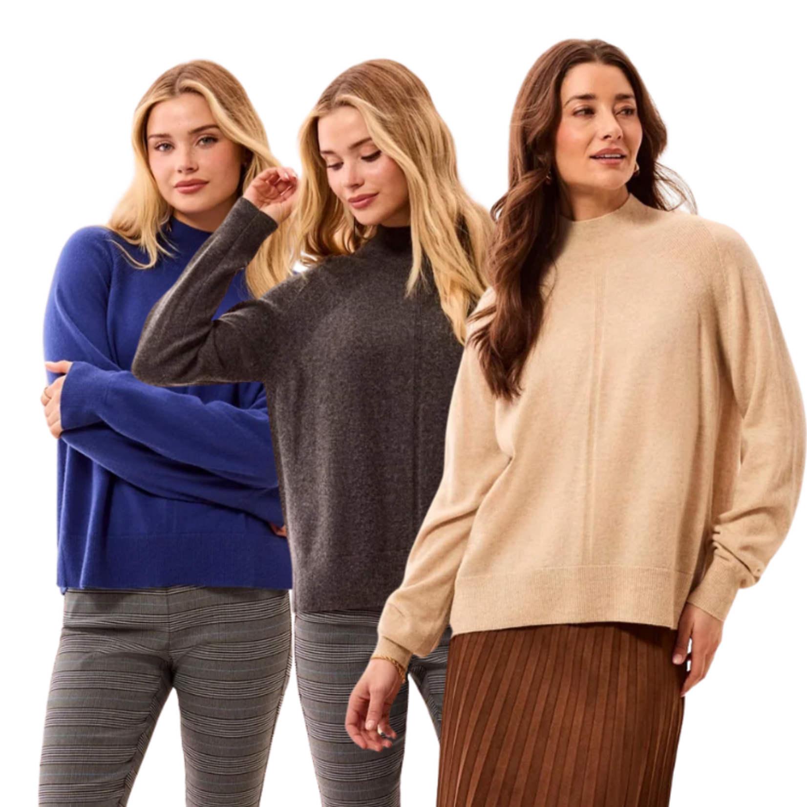 Tribal Tribal - Signature Cashmere Mock Neck Raglan Sleeve Sweater