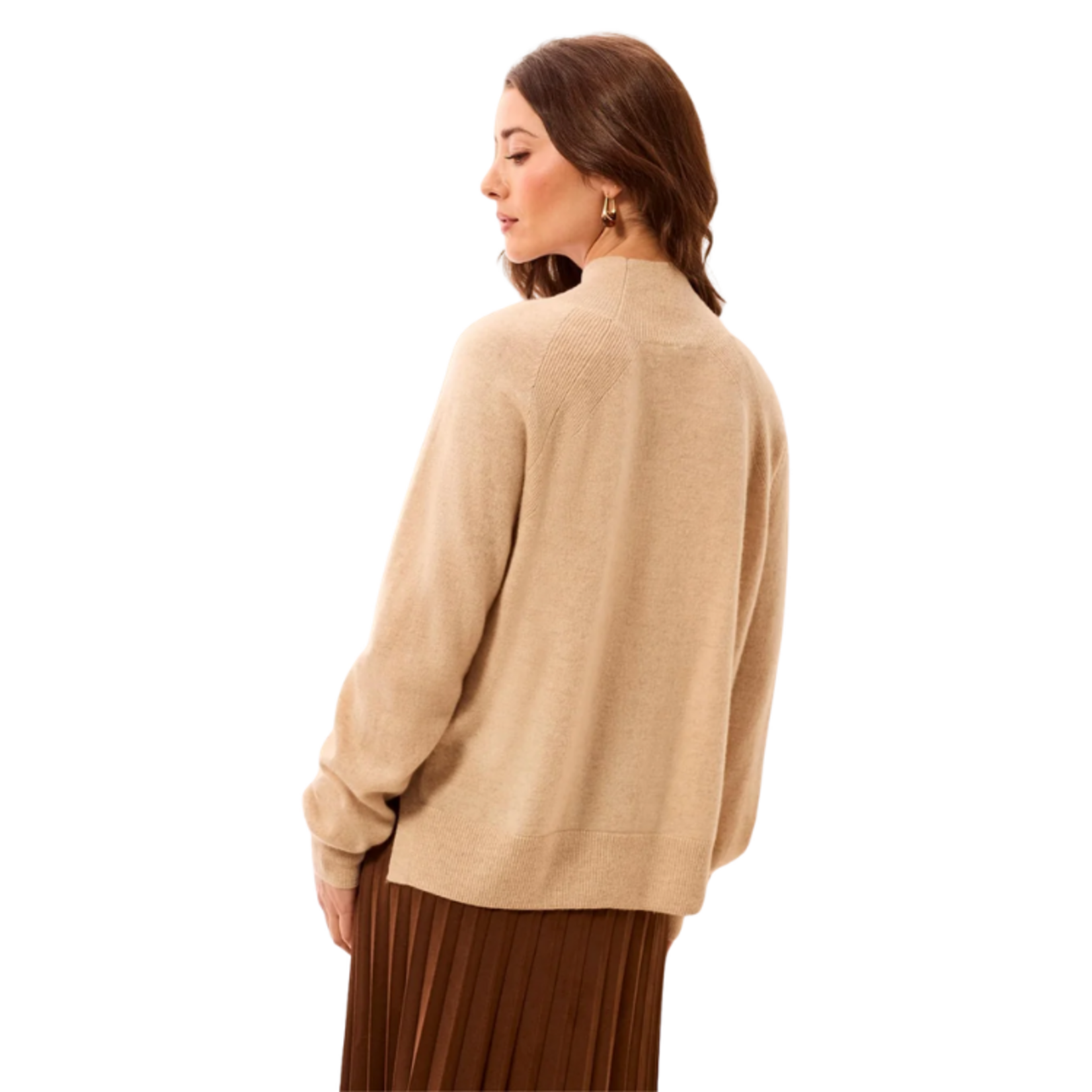 Tribal Tribal - Signature Cashmere Mock Neck Raglan Sleeve Sweater