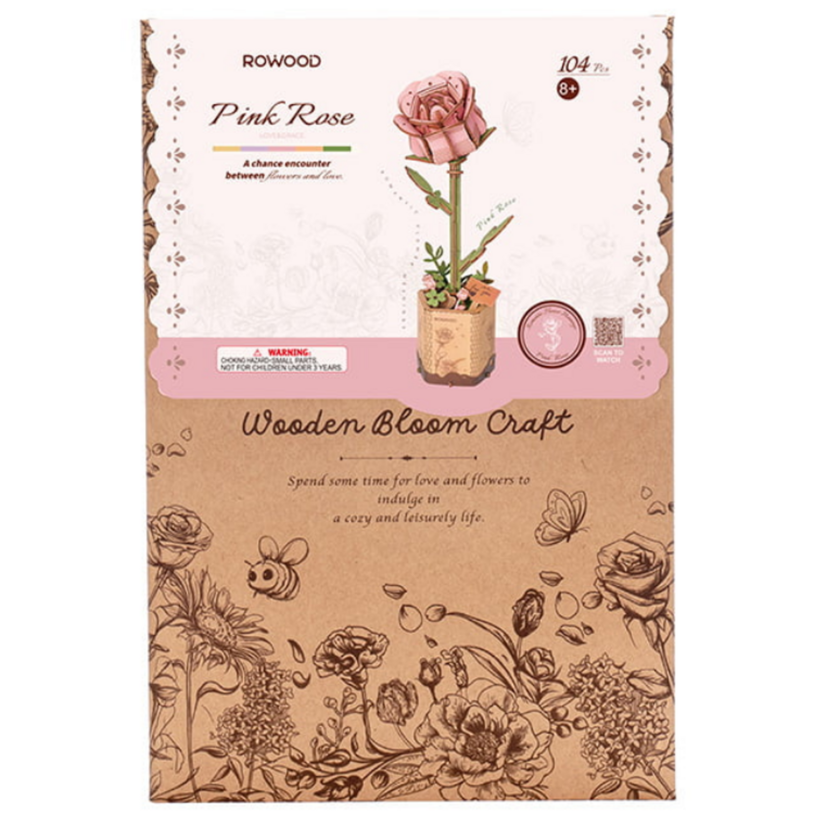 Wooden Bloom Craft Pink Rose