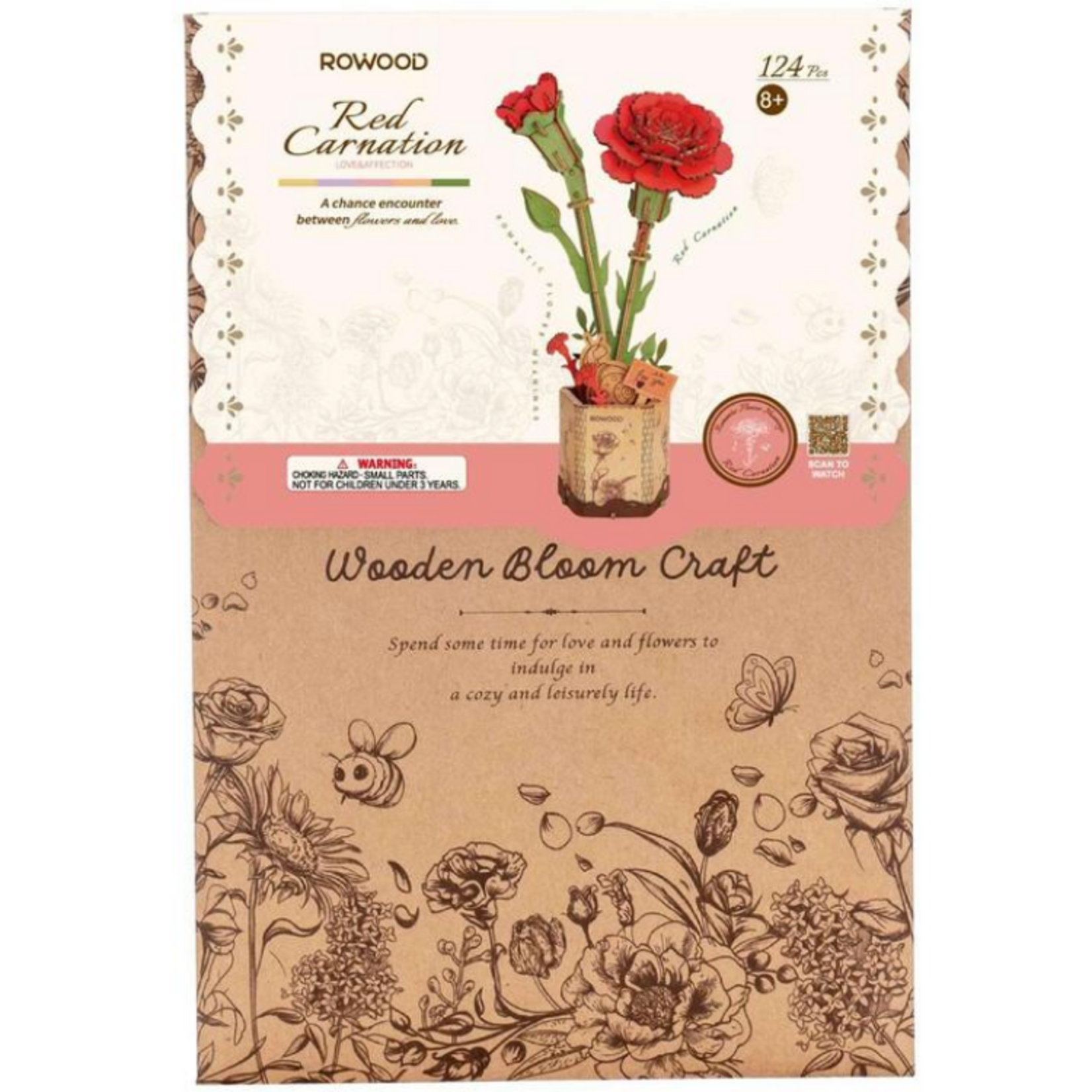 Wooden Bloom Craft Red Carnation