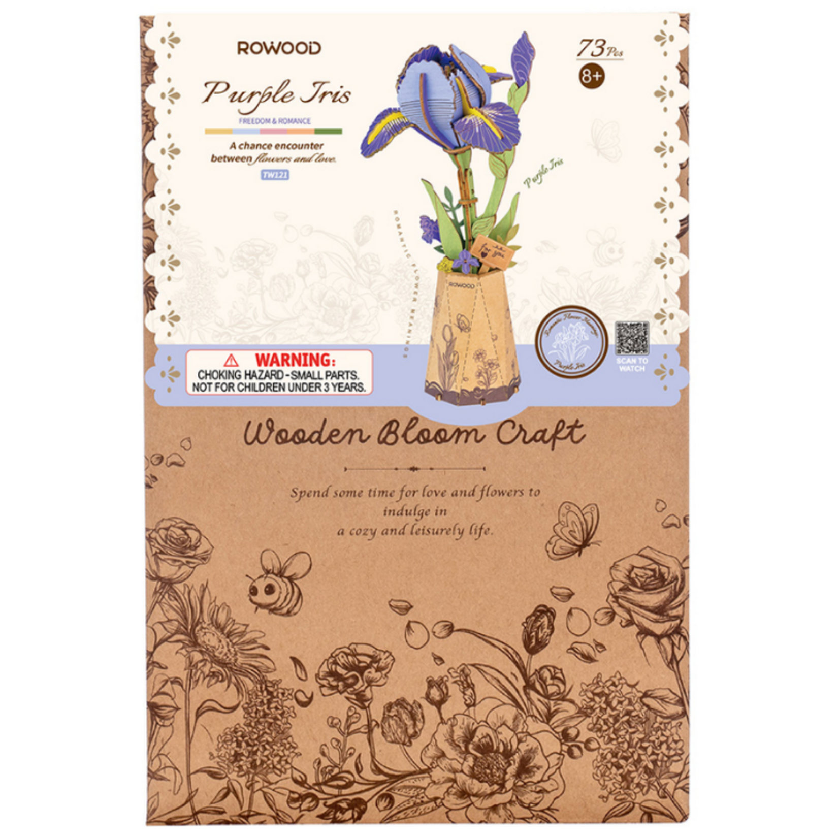 Wooden Bloom Craft Purple Iris