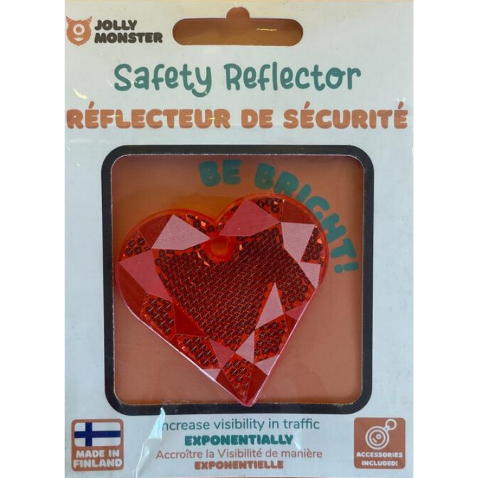 Jolly Monster Safety Reflector Red Heart