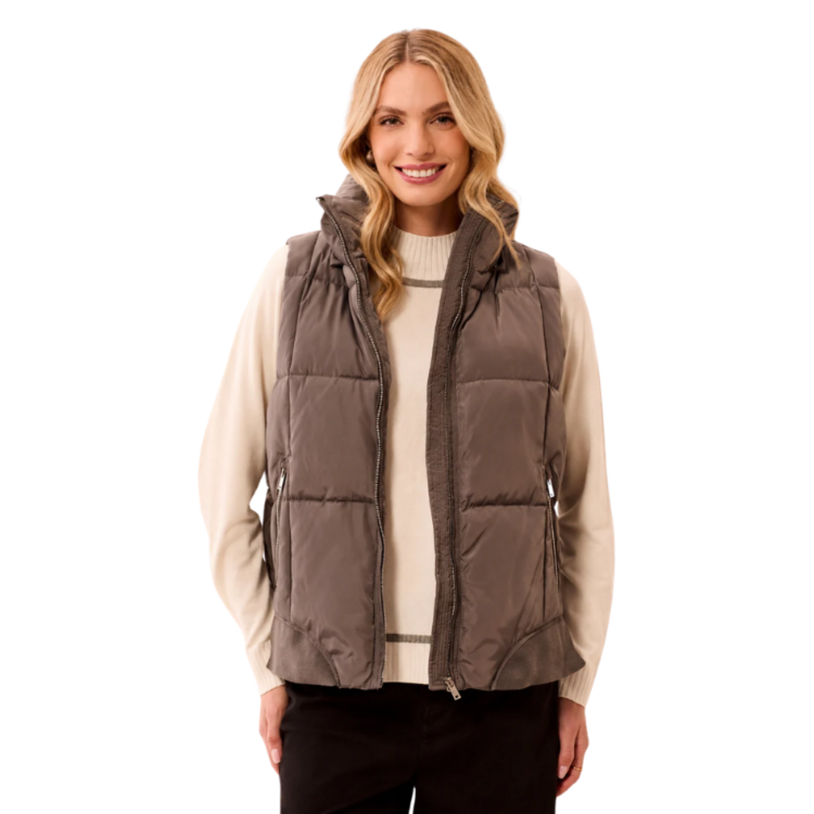 Tribal Tribal - Quilted Puffer Vest w/ Removable Hood