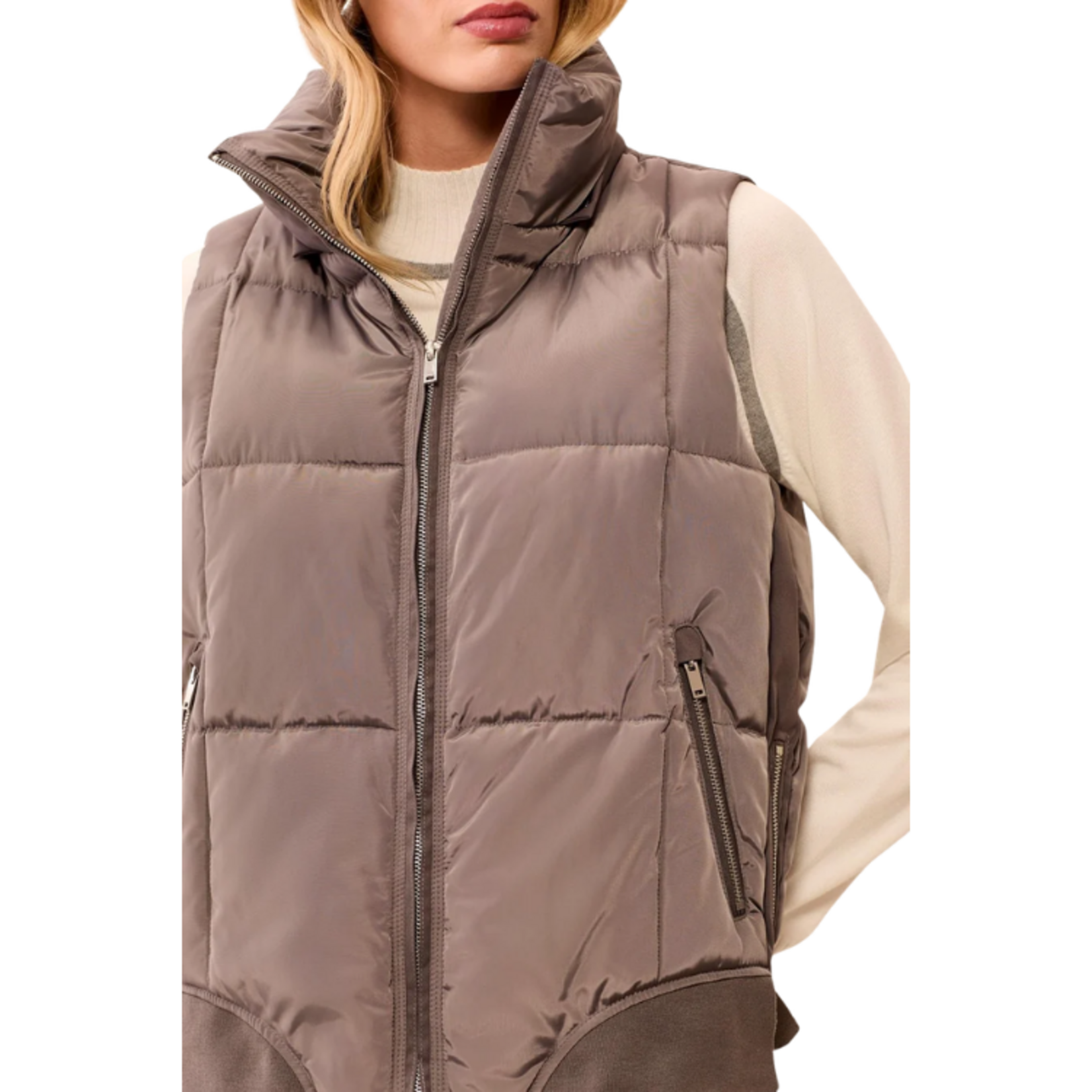 Tribal Tribal - Quilted Puffer Vest w/ Removable Hood