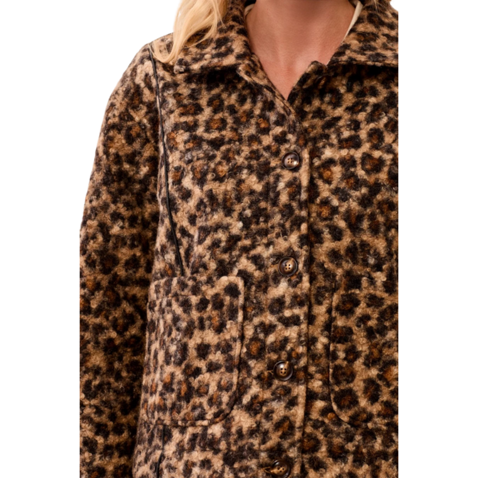 Tribal Tribal - Boucle Button Front Animal Print Jacket