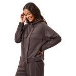 Tribal Techno Lux Scuba Knit Mock Neck Zip Front Jacket