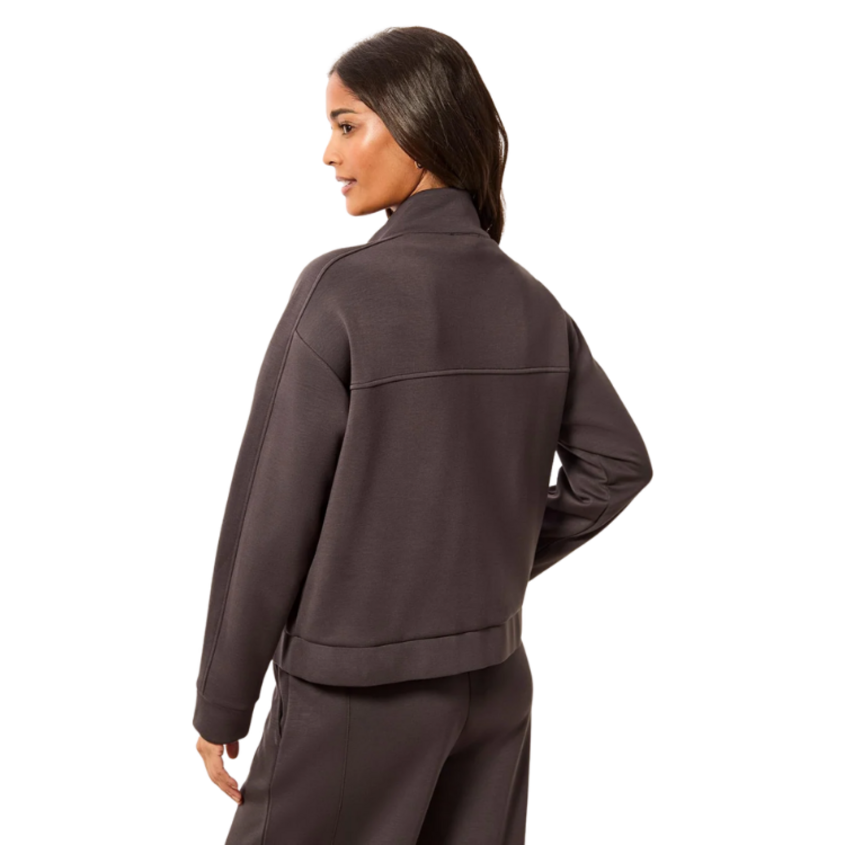 Tribal Tribal - Techno Lux Scuba Knit Mock Neck Zip Front Jacket