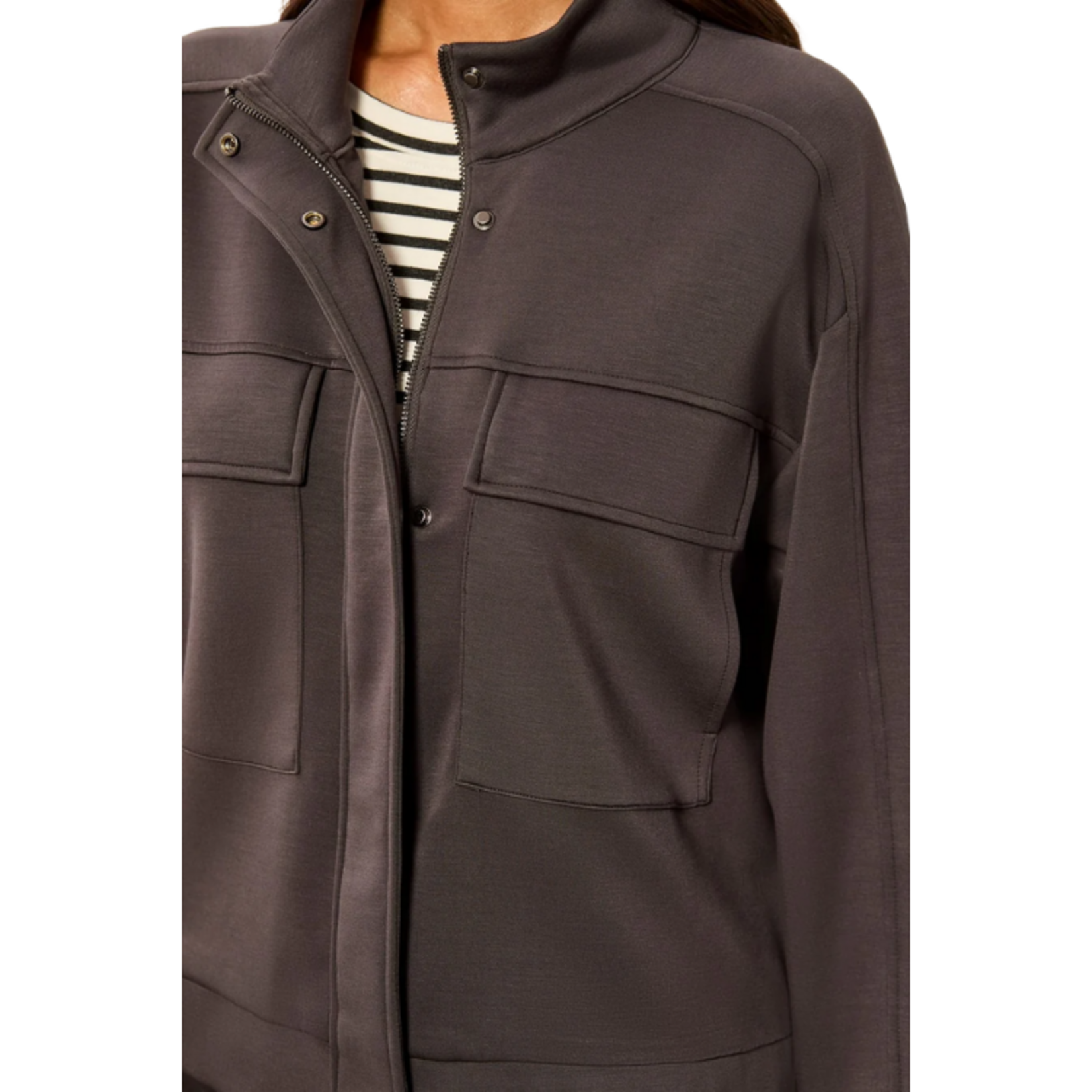 Tribal Tribal - Techno Lux Scuba Knit Mock Neck Zip Front Jacket