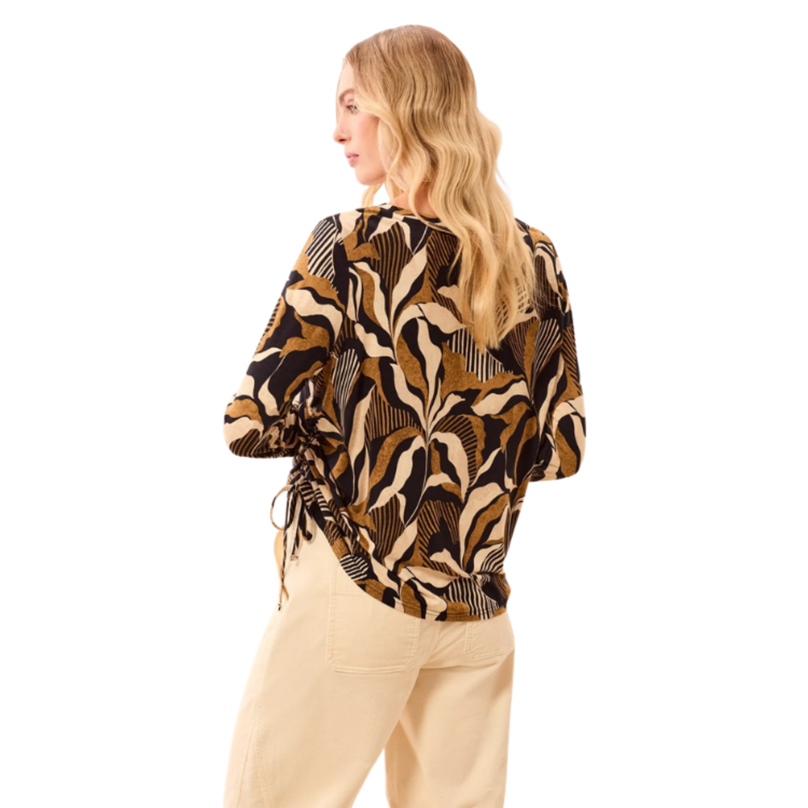 Tribal Tribal - Long Sleeved Round Neck Knit Top w/ Gathers